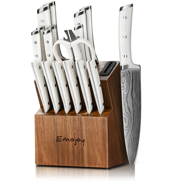 Emojoy Knife Set Emojoy 18Pieces Kitchen Knife Set With Wooden Block German Stainless Steel