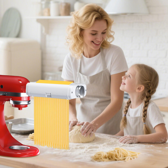 Newsets Pasta Maker Attachment For Kitchenaid/ Cuisinart Mixers Noodle Maker 3 In 1 Set White