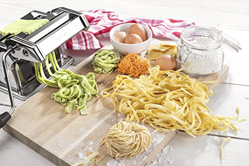 Cucinapro Pasta Maker Deluxe Set Stainless Steel Machine W 3 Interchangeable Attachments Stainless Steel