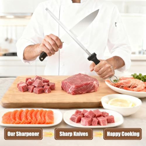 Luffexx Professional 12Inch Knife Sharpening Rod HighCarbon Honing Rod To Sharpen The