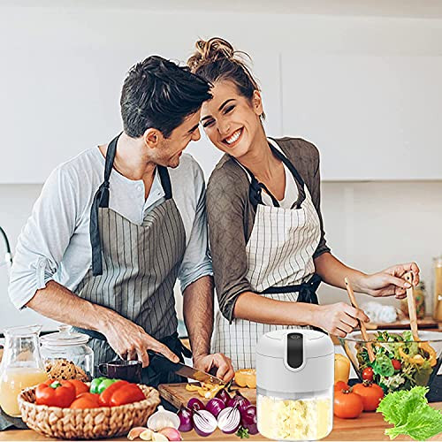 Vshinic Electric Mini Garlic ChopperFood ProcessorPortable Cordless Garlic Mincer MasherMeat Grinder With 250Ml White