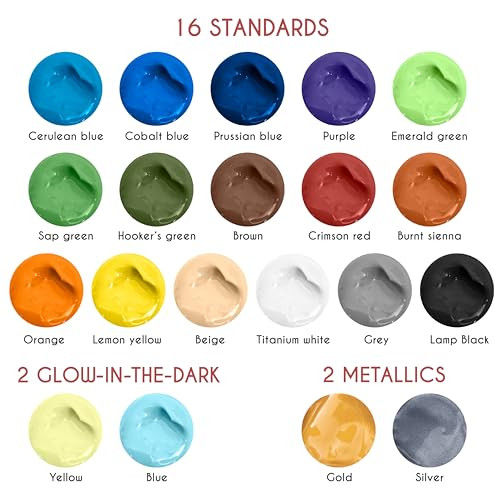 Zenacolor Outdoor Acrylic Paint Set 20 Tubes 2 With Glow In 2 Fl Oz