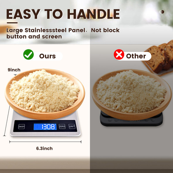 Deweywei Food Scale Digital Kitchen Scale Batteries And Usb Charging/ Precise Graduation 0.05Oz 33Lb