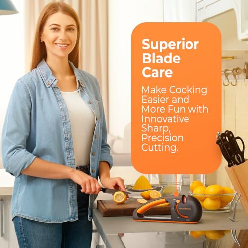 Sharp Pebble Orange Ninja 4Stage Knife Sharpener and Serrated Knife Sharpener Orange