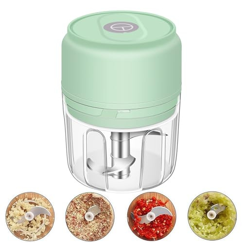 G4S3 Electric Garlic Chopper Portable Garlic Press Wireless Mini Food Processor Rechargeable 250Ml Green