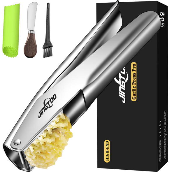Jingtoo Garlic Press Stainless Steel Premium Garlic Mincer Stainless Steel