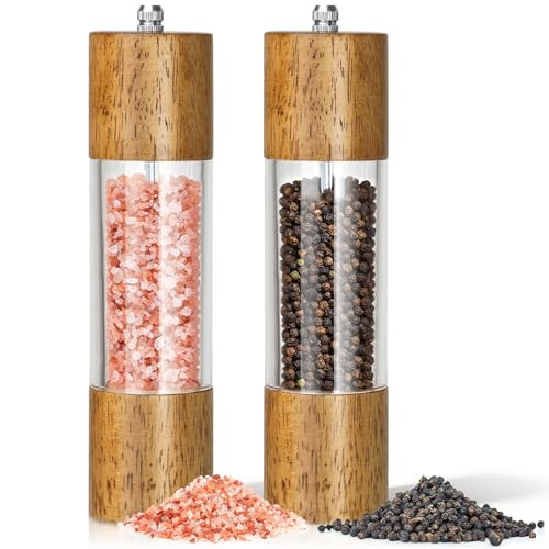 Jtgilkfr 2Pack Wooden Salt And Pepper Grinder Set 8 Inch 2Pack