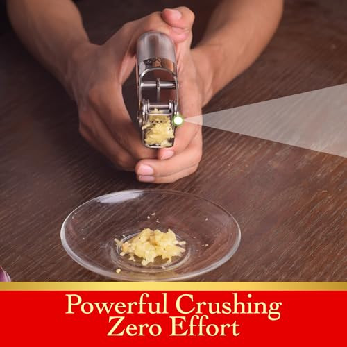 Coolklick Heavy Duty Garlic Press No Peeling Needed Stainless Steel Professional Garlic Stainless Steel