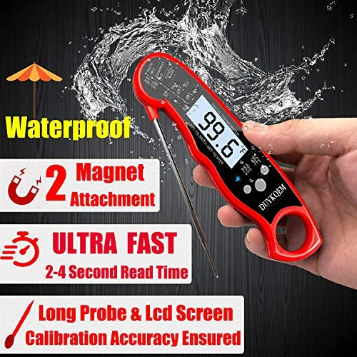 Duykqem Instant Read Digital Meat Thermometer Waterproof Kitchen Cooking Food Thermometer With 2 Pack