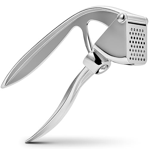 Cokora Garlic Press Premium Metal Garlic Mincer Tool Heavy Duty Garlic Crusher Silver