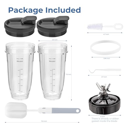 Oukelan Blender Cups Parts For Ninja2Pack Blender Cups With Sip and 24Oz 2Pack