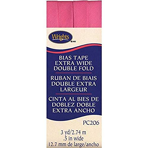 Wrights Double Fold Bias Tape 1/2 By 3Yard Hot Pink Pink