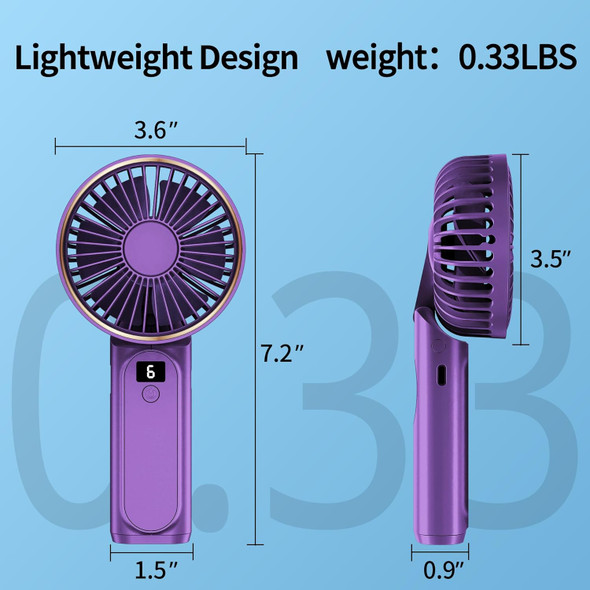 Handheld Fan, Portable Fan, 4000Mah Usb Rechargeable Personal Fan, 180° Foldable Mini Desk Fan, 6 Wind Speed, Lcd Digital Display Handheld Fan, Portable Fan, 4000Mah Usb Rechargeable Personal Fan, 180° Foldable Mini Desk Fan, 6 Wind Speed, Lcd Digital Display