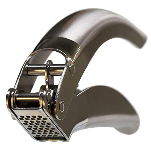 Mannkitchen Stainless Steel Garlic Press Heavy Duty Professional Grade Double LeverAssisted Garlic Stainless Steel