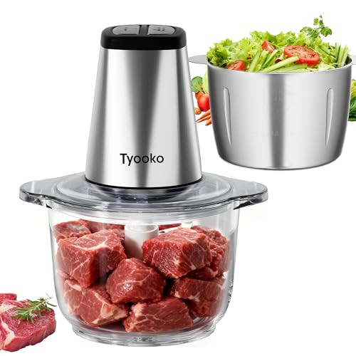 Tyooko Electric Food Processor Vegetable Chopper Easy Clean Meat Grinder With 2 8 Cup Stainless Steel