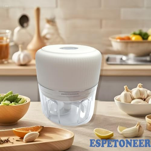 Espetoneer Electric Garlic Chopper Cordless Usb Chargeable Mini Food Processors (White 250Ml White