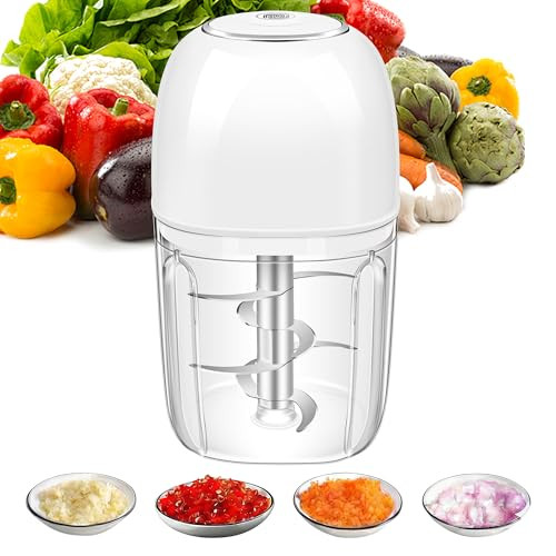 Kowsep Electric Garlic Chopper Mini Garlic Mincer Food Chopper Portable Small Food 1.8 Cup
