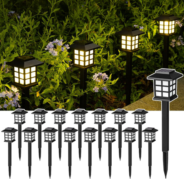 Solpex 16 Pack Solar Outdoor Lights, Solar Path Lights, Solar Walkway Lights Outdoor, Solar Garden Lights, Solar Pathway Lights