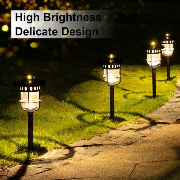 Solpex 6 Pack Solar Path Lights Outdoor, Glass And Bronze Finished, High Lumen Output 2 Bright Leds Light, Waterproof Automatic Solpex 6 Pack Solar Path Lights Outdoor, Glass And Bronze Finished, High Lumen Output 2 Bright Leds Light, Waterproof Automatic