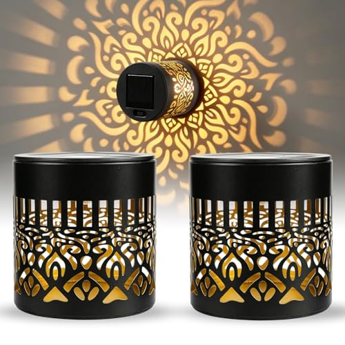 Bajorp Decorative Solar Mandala LightsSolar Powered Outdoor Deck Step Wall LightsMandala Theme 2 Pack