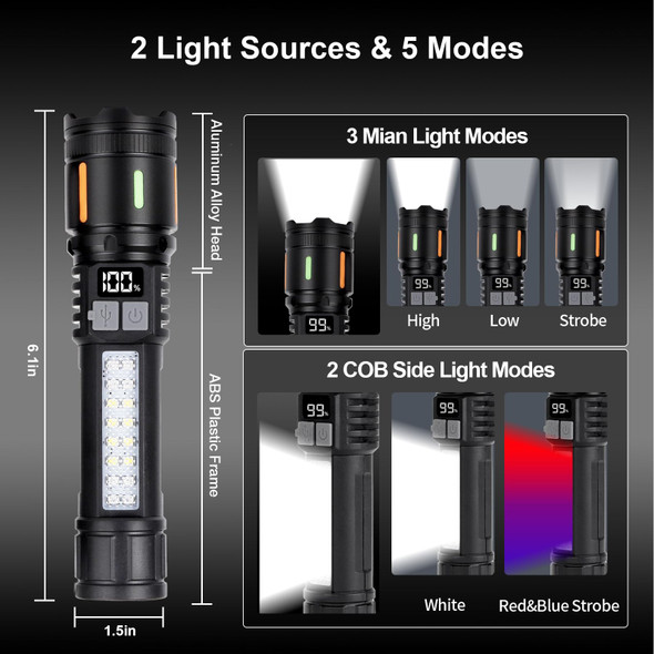 Peascat Flashlights High Lumens Rechargeable Peascat Led Tactical Flash Light Usb C 900000L 2 Pack