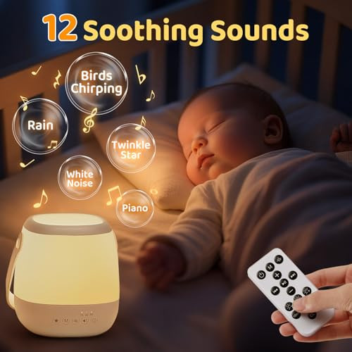 One Fire Baby Night Light Sound Machine35 Colors+12 White Noise Machine+Egg Light For White