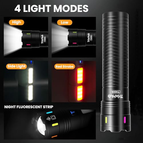 Trixhub Rechargeable Flashlights 990000 High Lumens Super Bright Flash Light Long Range 5000Ft Red
