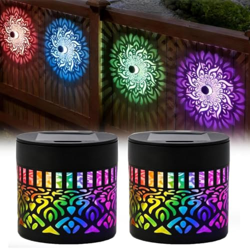 Uniqus SevenColor Changing Solar Mandala Lights Solar Wall Step Deck Light Outdoor 2 Pcs
