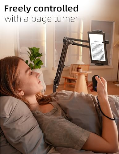Voltifymax Floor Stand Kindle Holder With Remote Page Turner For Reading In 12.9 Inch Black