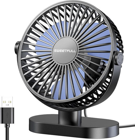 Sweetfull Usb Desk Fan Small Quiet 3 Speeds Mini Personal Portable Fan 360° Rotation Adjustable, 6 Inch Office Table Cooling Sweetfull Usb Desk Fan Small Quiet 3 Speeds Mini Personal Portable Fan 360° Rotation Adjustable, 6 Inch Office Table Cooling