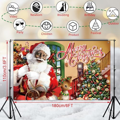 Zoiiwa Christmas Black Santa Claus Backdrop African American Santa Photography Background For Black