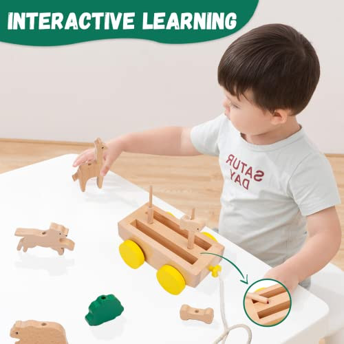 Adena Montessori Wooden Pull Long Trailer Toys