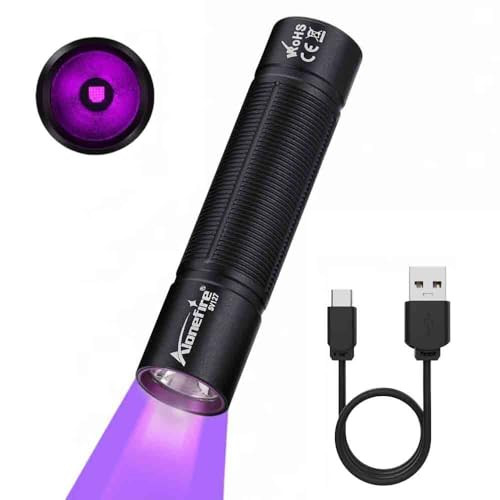 Alonefire Sv127 Mini 395Nm Uv Flashlight Usb C Rechargeable Blacklight Woods Lamp Black