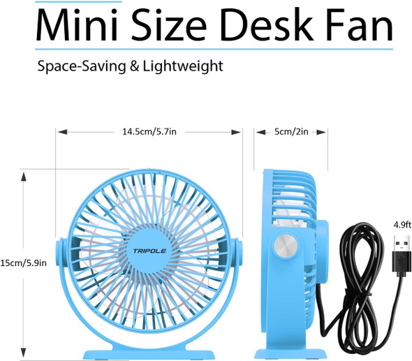 Tripole Usb Powered Desk Fan Small Personal Fan 3 Speeds Strong Airflow Mini Fan 360°Rotation Portable Fan 5.1 Inch Table Fan Tripole Usb Powered Desk Fan Small Personal Fan 3 Speeds Strong Airflow Mini Fan 360°Rotation Portable Fan 5.1 Inch Table Fan