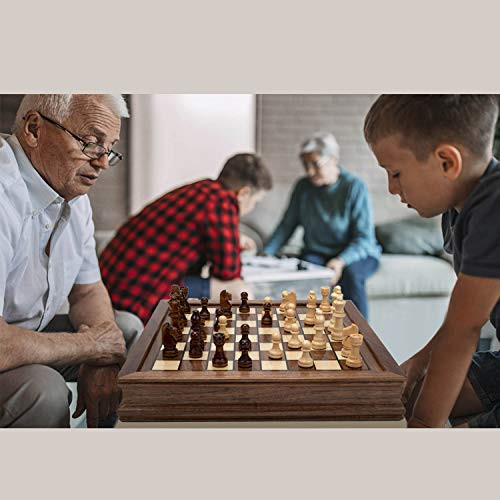 Amerous Magnetic Wooden Chess Set 12.8 X 12.8 Walnut Chess Board Game