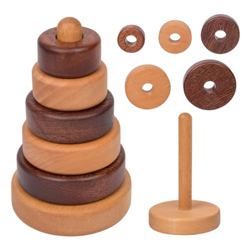 Adena Montessori Ring Wooden Stacking ToyMontessori Geometric Stacker Wooden Educational ToyBaby And Toddler