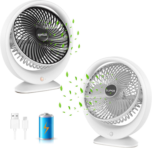 2Packs Desk Fans, 6Inch Portable Battery Operated Fan, Table Fans Up To 7.5 Hours 3 Speed 120° Head Rotation Small Personal Desk 2Packs Desk Fans, 6Inch Portable Battery Operated Fan, Table Fans Up To 7.5 Hours 3 Speed 120° Head Rotation Small Personal Desk