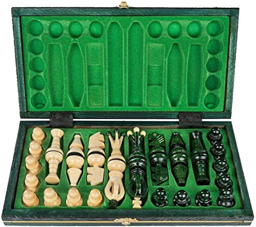 Chess And Games Shop Muba Beautiful Handcrafted Wooden Chess Set With Wooden Board And Handcrafted Chess 32 Cm Green
