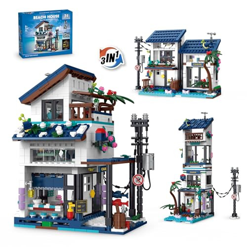 Newabwn 3 In 1 Beach House Building Set Compatible With Lego Friends 813 Pcs