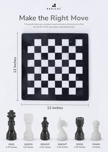 Radicaln Marble Chess Set Black And White Handmade Chess Game 12 Inches Black