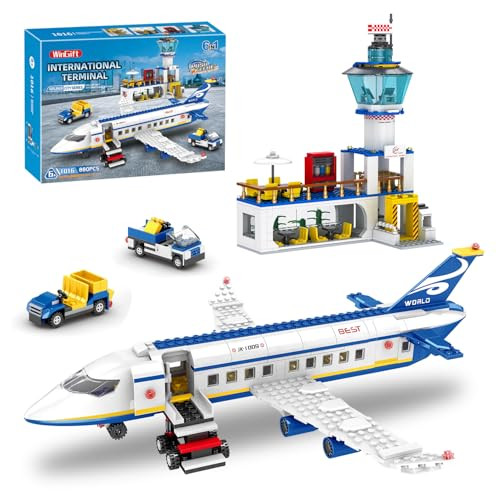 Wingift City Airport Passenger Terminal Building Set 6 In 1 Airplane Building 880 Pcs