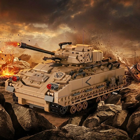 Newabwn M2 Bradley Tank Toy Building Set Infantry Fighting Vehicle Sparks Hours 1350 Pieces