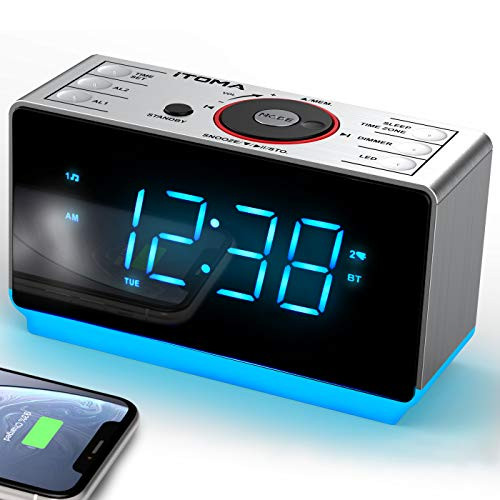 Itoma Alarm Clock Radio With Bluetooth Speaker Fm Radio Dual Alarm With