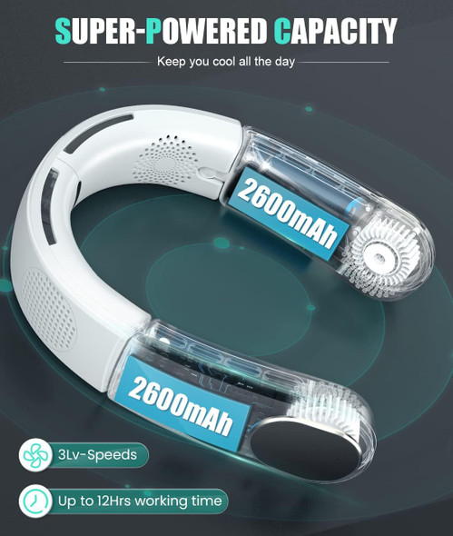 Bladeless Neck Fan Personal Portable Fan Chillgo Wearable Cooling Neck Air Conditioner Max 12Hrs, 4 Vent Airflow +90, Foldable Bladeless Neck Fan Personal Portable Fan Chillgo Wearable Cooling Neck Air Conditioner Max 12Hrs, 4 Vent Airflow +90, Foldable