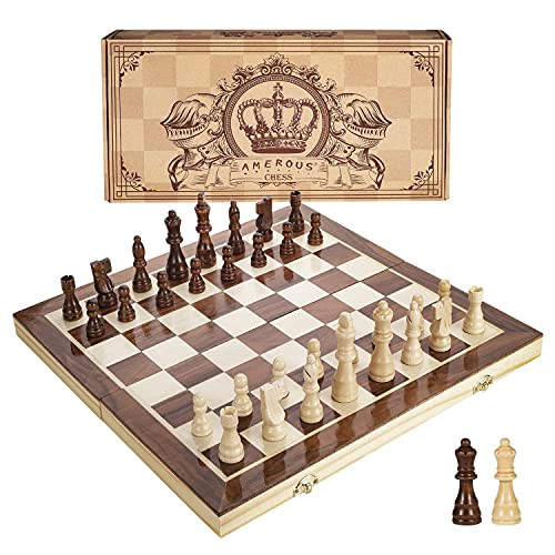 Amerous Magnetic Wooden Chess Set 15 Inches