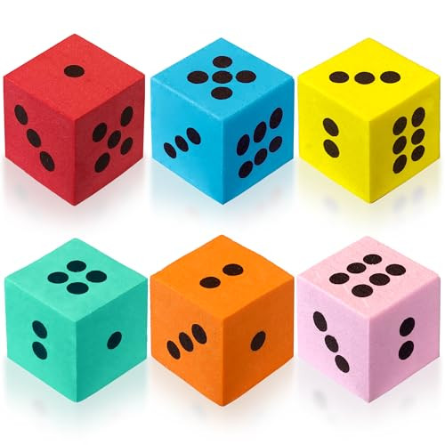 Xipegpa Foam Dice Set Large Colorful Dices With Number Dots For Math 2.4Inch 6Pcs