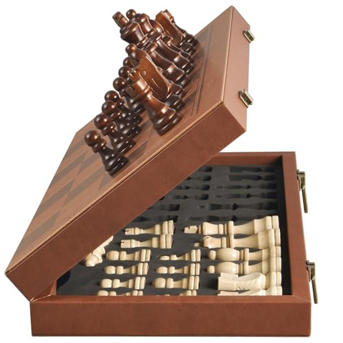 Oumoda Magnetic Chess Set For Adult Kid 15.4 Leather Chess Board With