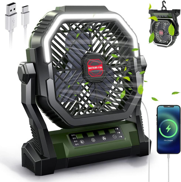 Camping Fan With Led Lights, 5 In 1 Portable Fan 12000Mah 50H Rechargeable Usb Desk Battery Powered Fan With Power Bank/Timer/Hoo Camping Fan With Led Lights, 5 In 1 Portable Fan 12000Mah 50H Rechargeable Usb Desk Battery Powered Fan With Power Bank/Timer/Hoo