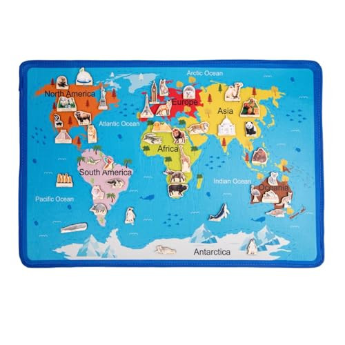 Yunhe Xinqiao Toys Factory Montessori Continents Playmat With Matching Wooden Cards World Map Matching Game