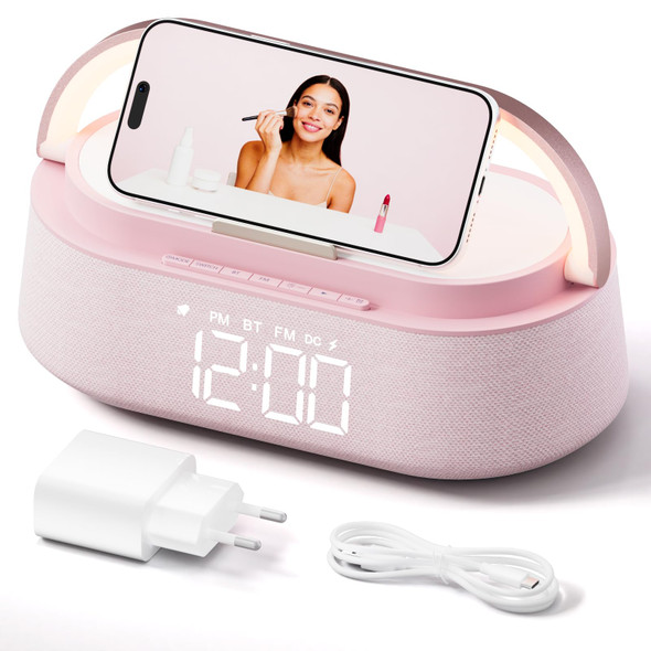 Freefish 6 In 1 Bluetooth Speaker With Wireless Charge Fm Radio Night Pink